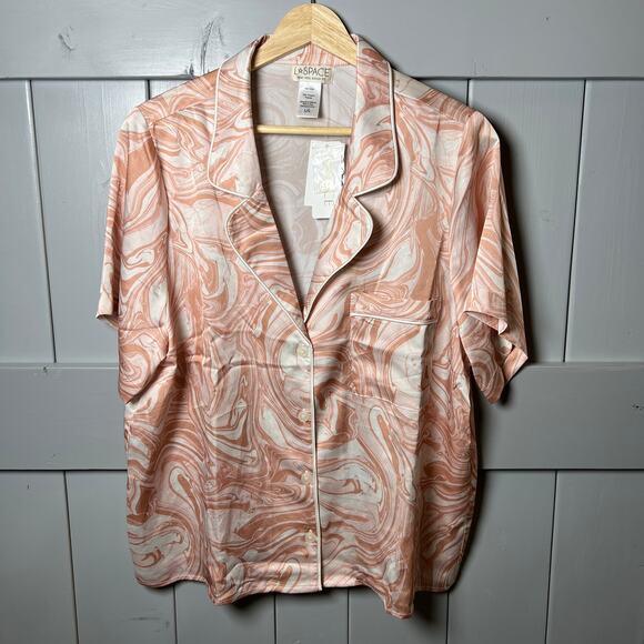 L*Space Nova Marbled Silky Pink Pajama Top Size Large NEW - Picture 3 of 6